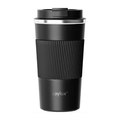 Термокружка 510 мл JOYLUX (ДЖОЙЛЮКС) EVERY DAY, нержавеющая сталь SUS304, силиконовый рукав, черный матовый, 700292