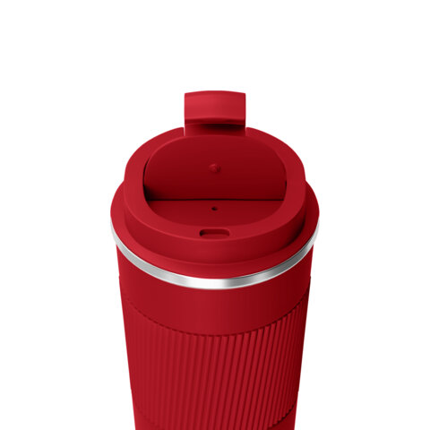 Термокружка 510мл JOYLUX EVERY DAY, нерж. сталь SUS304, силиконовый рукав, красный матовый, 700294