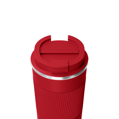 Термокружка 510мл JOYLUX EVERY DAY, нерж. сталь SUS304, силиконовый рукав, красный матовый, 700294