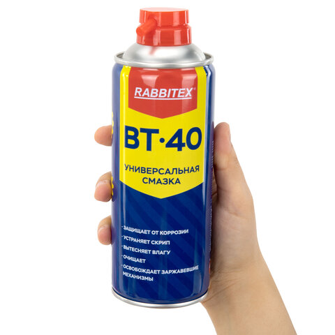 Смазка универсальная проникающая BT-40 (аналог WD-40) 450 мл, аэрозоль с трубочкой, RABBITEX (РАББИТЕКС), 700297 - фото 3