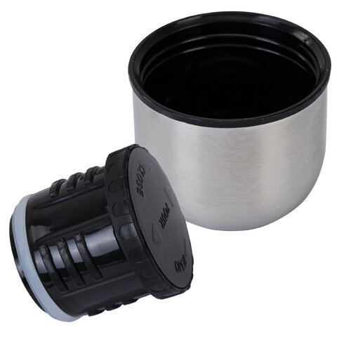 Термос 0,5л, BOOMHOUSE CLASSIC, нерж. сталь SUS304, черный силиконовый рукав, крышка/кружка, 700307