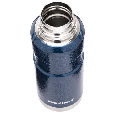 Термос 0,6л, BOOMHOUSE DARKBLUE, нерж. сталь SUS304, молотковая эмаль, крышка/кружка, синий, 700309