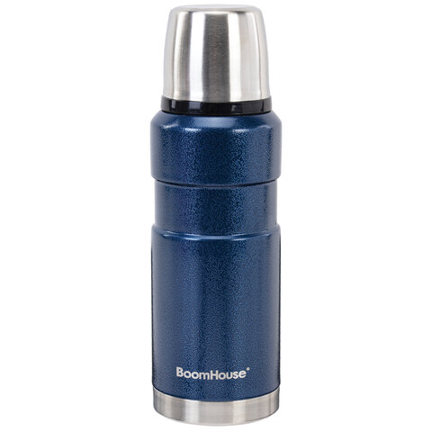 Термос 0,6л, BOOMHOUSE DARKBLUE, нерж. сталь SUS304, молотковая эмаль, крышка/кружка, синий, 700309