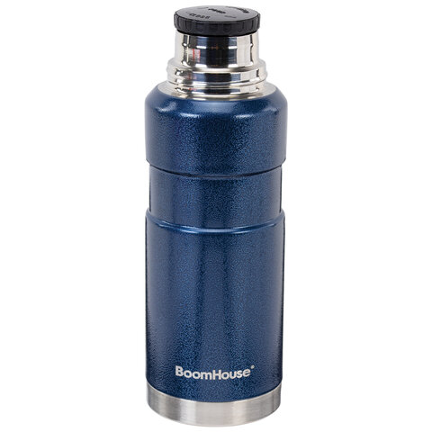 Термос 0,6л, BOOMHOUSE DARKBLUE, нерж. сталь SUS304, молотковая эмаль, крышка/кружка, синий, 700309
