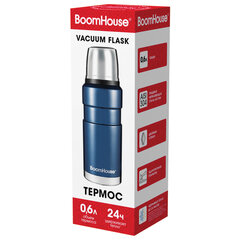Термос 0,6 л, BOOMHOUSE (БУМХАУС) DARKBLUE, нержавеющая сталь SUS304, молотковая эмаль, крышка/<wbr/>кружка, синий, 700309