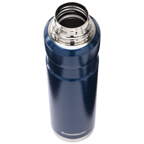 Термос 1л, BOOMHOUSE DARKBLUE, нерж. сталь SUS304, молотковая эмаль, крышка/кружка, синий, 700310