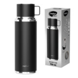 Термос 0,75 л JOYLUX (ДЖОЙЛЮКС) ULTRA, нержавеющая сталь SUS316, крышка/кружка, питейник, сито, черный матовый, 700314