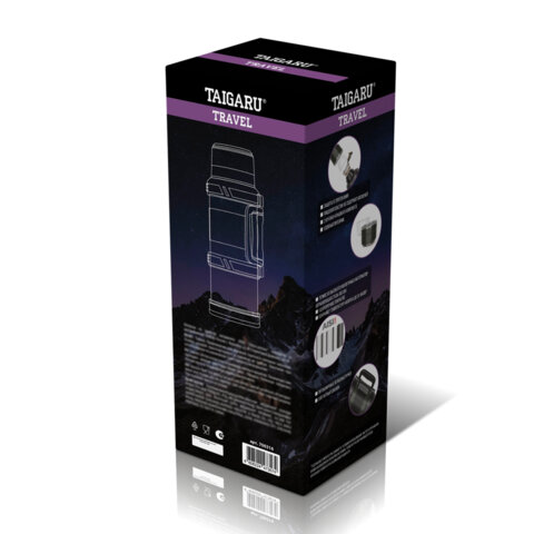 Термос 2,0л TAIGARU TRAVEL нерж. сталь SUS304, 2 кружки, скрытая ручка,ситечко,темно-зеленый, 700316