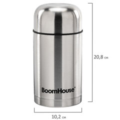 Термос 0,8 л для еды/<wbr/>напитков с широким горлом, BOOMHOUSE (БУМХАУС) WIDE, нержавеющая сталь SUS304, серебристый, 700319