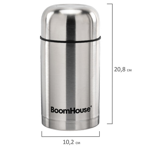 Термос 0,8 л для еды/напитков с широким горлом, BOOMHOUSE (БУМХАУС) WIDE, нержавеющая сталь SUS304, серебристый, 700319 - фото 6