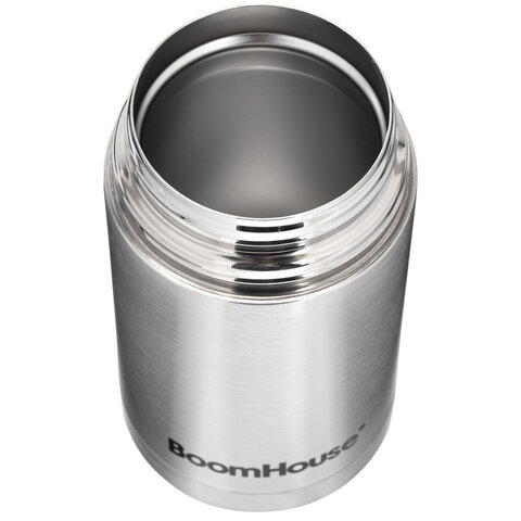 Термос 0,8 л для еды/напитков с широким горлом, BOOMHOUSE (БУМХАУС) WIDE, нержавеющая сталь SUS304, серебристый, 700319 - фото 4