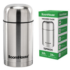 Термос 0,8 л для еды/<wbr/>напитков с широким горлом, BOOMHOUSE (БУМХАУ) WIDE, нержавеющая сталь SUS304, серебристый, 700319