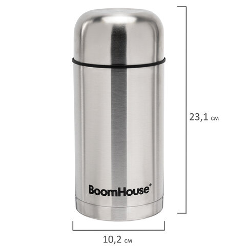 Термос 1л для еды/напитков с широким горлом, BOOMHOUSE WIDE, нерж. сталь SUS304, серебрист, 700320