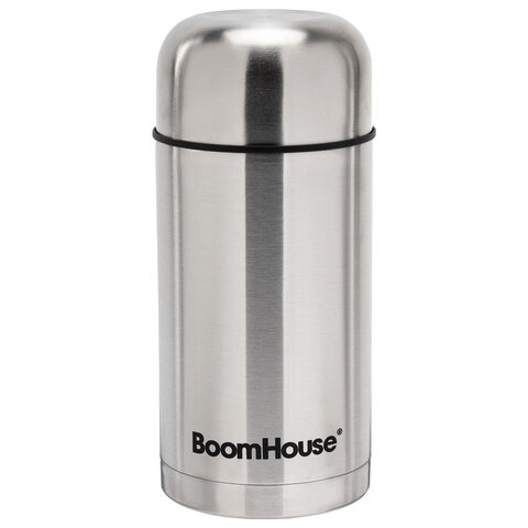 Термос 1л для еды/напитков с широким горлом, BOOMHOUSE WIDE, нерж. сталь SUS304, серебрист, 700320