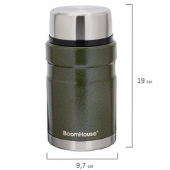 Термос 0,7 л для еды/<wbr/>напитков с широким горлом, BOOMHOUSE (БУМХАУС) RIBBED, нержавеющая сталь SUS304, оливковый, 700321