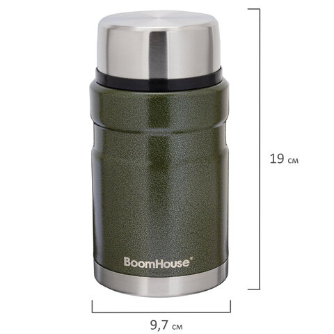 Термос 0,7 л для еды/напитков с широким горлом, BOOMHOUSE (БУМХАУС) RIBBED, нержавеющая сталь SUS304, оливковый, 700321 - фото 6