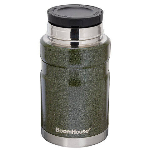 Термос 0,7 л для еды/напитков с широким горлом, BOOMHOUSE (БУМХАУС) RIBBED, нержавеющая сталь SUS304, оливковый, 700321 - фото 3