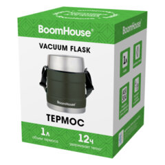 Термос 1 л для еды/<wbr/>напитков с широким горлом, BOOMHOUSE (БУМХАУС) RIBBED, контейнер, нержавеющая сталь SUS304, 700322