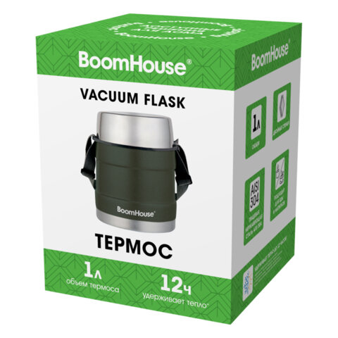 Термос 1 л для еды/напитков с широким горлом, BOOMHOUSE (БУМХАУС) RIBBED, контейнер, нержавеющая сталь SUS304, 700322 - фото 3