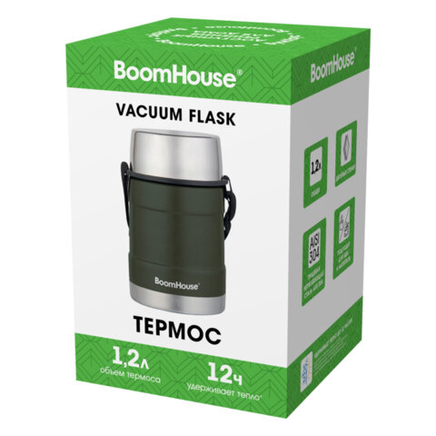 Термос 1,2л для еды/напитков с широким горлом, BOOMHOUSE RIBBED, контейнер, нерж.сталь SUS304,700323