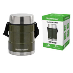 Термос 1,2 л для еды/<wbr/>напитков с широким горлом, BOOMHOUSE (БУМХАУС) RIBBED, контейнер, нержавеющая сталь SUS304, 700323