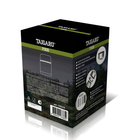 Термос 0,6л для еды/напитков с широким горлом, нерж. сталь SUS304, TAIGARU FOOD, серебристый, 700324