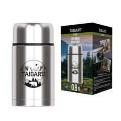 Термос 0,8 л для еды/<wbr/>напитков с широким горлом, нержавеющая сталь SUS304, TAIGARU (ТАЙГАРУ) FOOD, серебристый, 700325