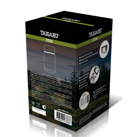 Термос 0,8л для еды/напитков с широким горлом, нерж. сталь SUS304, TAIGARU FOOD, серебристый, 700325