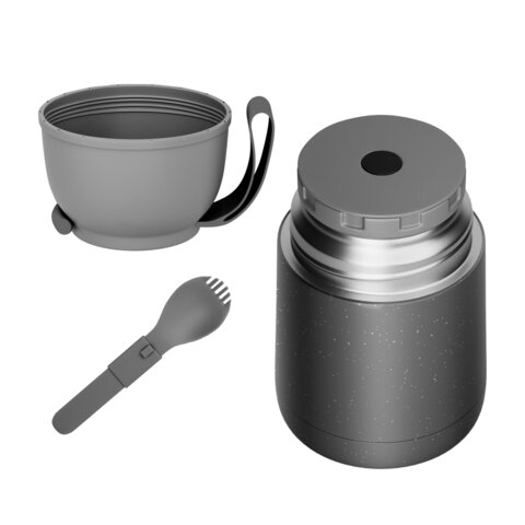 Термос 0,6л для еды/напитков с широким горлом, JOYLUX LUNCH, нерж. сталь SUS304, ложка-вилка, 700326