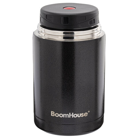 Термос 1л для еды/напитков с широким горлом, BOOMHOUSE LUNCH, нерж. сталь SUS304, черный, 700327