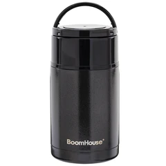 Термос 1 л для еды/<wbr/>напитков с широким горлом, BOOMHOUSE (БУМХАУС) LUNCH, нержавеющая сталь SUS304, черный, 700327