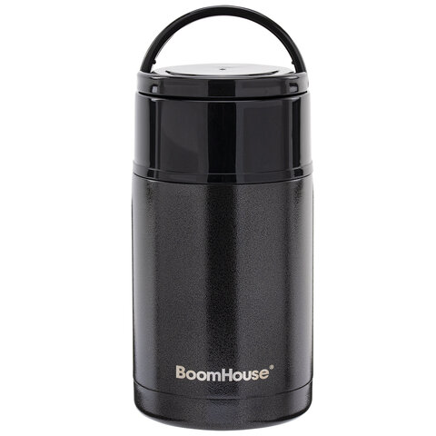 Термос 1л для еды/напитков с широким горлом, BOOMHOUSE LUNCH, нерж. сталь SUS304, черный, 700327