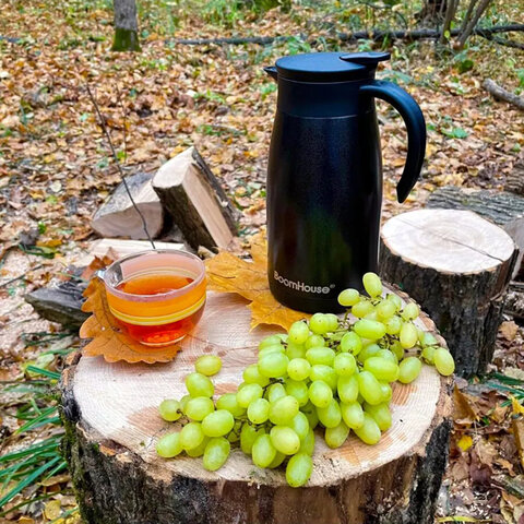 Чайник-термос 1л, BOOMHOUSE COFFEE BREAK, нержавеющая сталь SUS304, черный, ТЕРМОЧАЙНИК, 700328