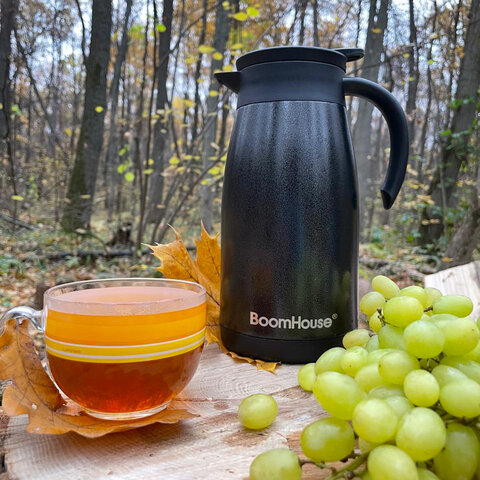 Чайник-термос 1л, BOOMHOUSE COFFEE BREAK, нержавеющая сталь SUS304, черный, ТЕРМОЧАЙНИК, 700328