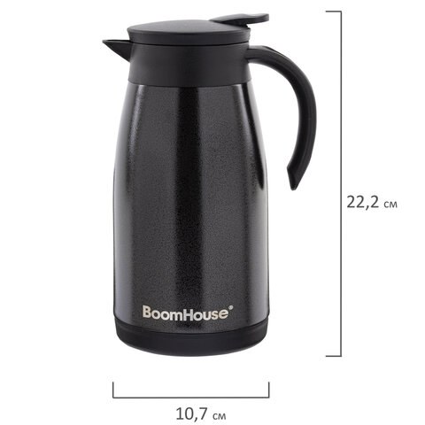 Чайник-термос 1л, BOOMHOUSE COFFEE BREAK, нержавеющая сталь SUS304, черный, ТЕРМОЧАЙНИК, 700328