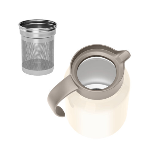 Чайник-термос 1л, JOYLUX COFFEE BREAK, нержавеющая сталь SUS304, заварник/сито, бежевый, 700329