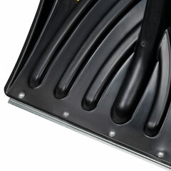 Лопата снеговая 46&times;33см &laquo;КРЕПЫШ&raquo; ребра жесткости, планка на клепках СУПЕРПРОЧНАЯ алюминиевый черенок с V-ручкой, ЧЕРНАЯ, ГРАНДМАСТЕР, 700330