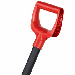 Лопата снеговая 50&times;34см &laquo;ПРОРАБ&raquo; ребра жесткости, планка на клепках СУПЕРПРОЧНАЯ, первичное сырье, черенок с V-ручкой, КРАСНАЯ, ГРАНДМАСТЕР