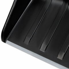 Лопата снеговая СКРЕПЕР 58&times;45 см пластиковый ЧЕРНЫЙ, алюминиевая планка, рукоятка 100 см, прочный, ГРАНДМАСТЕР, 700343