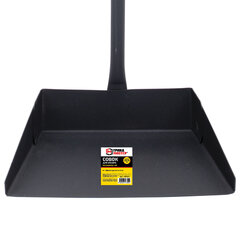 Совок для мусора 28&times;19см металл, ПРОЧНЫЙ высокая Г-образная ручка 75см, порошковый окрас, темно-серый, дом, офис, улица, ГРАНДМАСТЕР, 700351