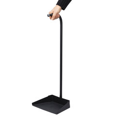 Совок для мусора 28&times;19см металл, ПРОЧНЫЙ высокая Г-образная ручка 75см, порошковый окрас, темно-серый, дом, офис, улица, ГРАНДМАСТЕР, 700351