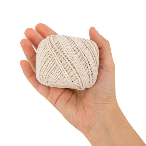 Шпагат хлопковый для прошивки документов, вязания, макраме, длина 100м диаметр 1,5мм,BRAUBERG,700361