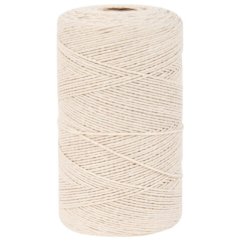 Шпагат хлопковый для прошивки документов, вязания, макраме, длина 500м диаметр 1,5мм,BRAUBERG,700362