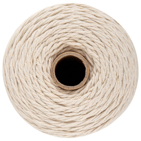 Шпагат хлопковый для прошивки документов, вязания, макраме, длина 500м диаметр 1,5мм,BRAUBERG,700362