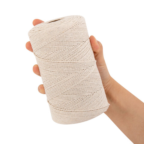 Шпагат хлопковый для прошивки документов, вязания, макраме, длина 500м диаметр 1,5мм,BRAUBERG,700362