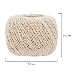 Шпагат хлопковый для прошивки документов, вязания, макраме, длина 200 м, диаметр 2 мм, BRAUBERG, 700363