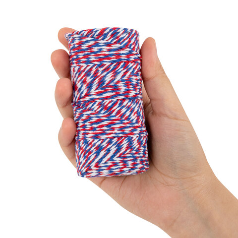 Нить х/б для прошивки документов, ТРИКОЛОР, диаметр 1,6 мм, длина 120 м, BRAUBERG, 700364