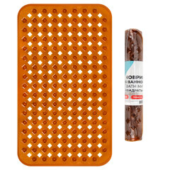 Коврик для ванны противоскользящий 70&times;40 см, &laquo;Квадраты&raquo;, прозрачно-коричневый, ПВХ, PRIMILA (ПРИМИЛА), 700367