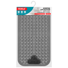 Коврик для ванны противоскользящий с теркой для ступней 70&times;40 см, серый, ПВХ, присоски, PRIMILA (ПРИМИЛА), 700374