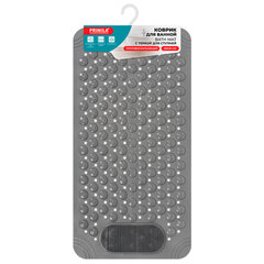 Коврик для ванны противоскользящий с теркой для ступней 68&times;36 см, серый, ПВХ, присоски, PRIMILA (ПРИМИЛА), 700389